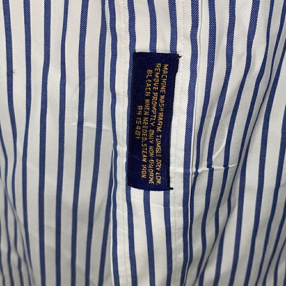Tommy Hilfiger Men's Button-Down Stripes Long Sleeve Dress Shirt Blue Size 17.5- - Picture 4 of 9